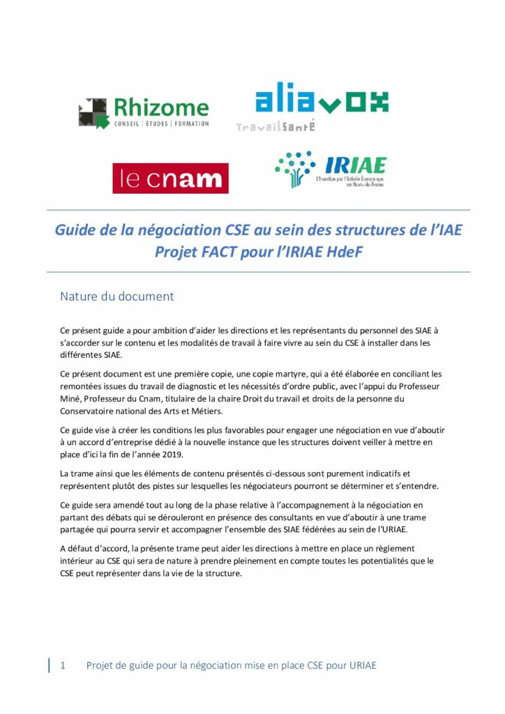 thumbnail of Guide négociation CSE – IRIAE HdeF